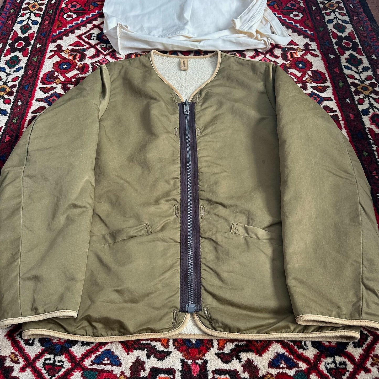 visvim iris liner jacket in khaki green