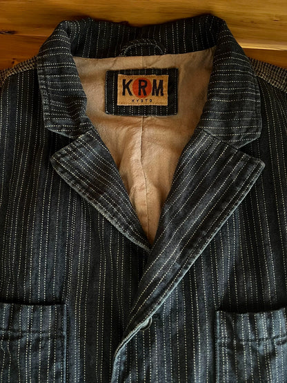 vintage blue striped work vest by KRM