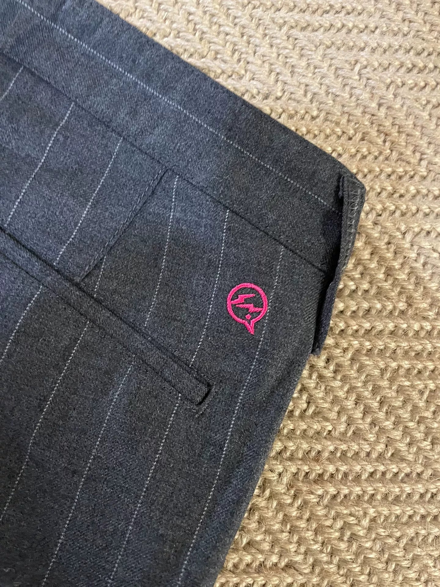 vanquish & fragment gray wool striped pants