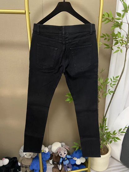 Saint Laurent Five-Zipper Black Jeans