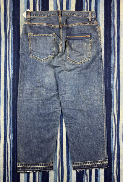 beams japan worn look denim pants