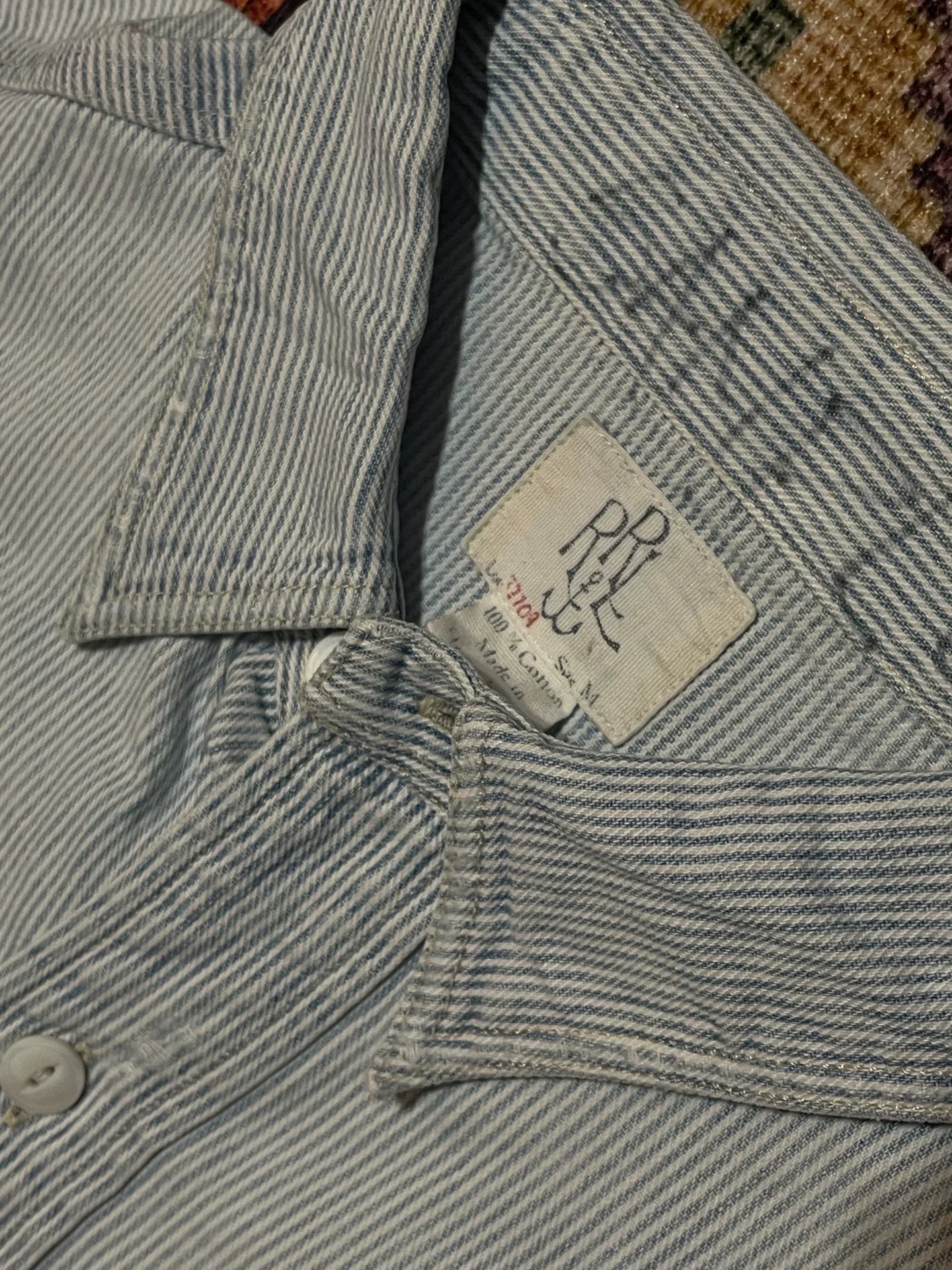 RRL Vintage White Gray Stripe Work Shirt