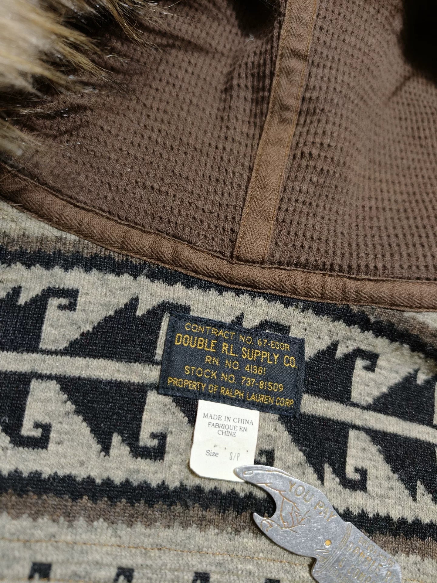 RRL Southwest Pattern Fleece Hoodie Size S