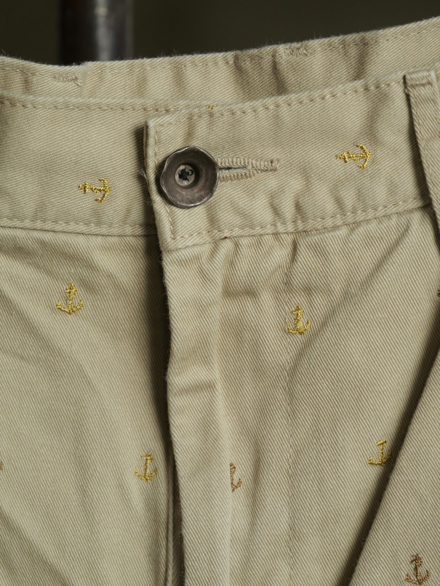 Kapital Khaki Anchor Embroidered Shorts