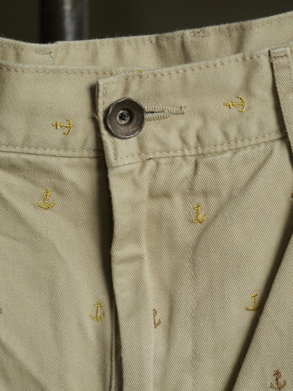 Kapital Khaki Anchor Embroidered Shorts