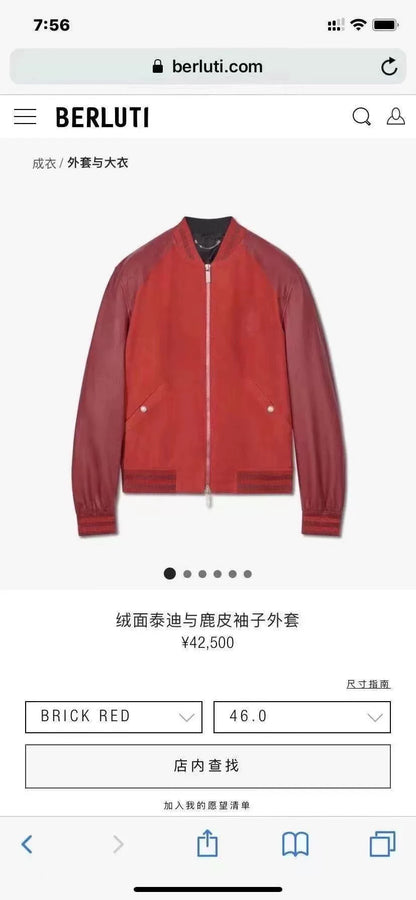 berluti red leather bomber jacket size 46
