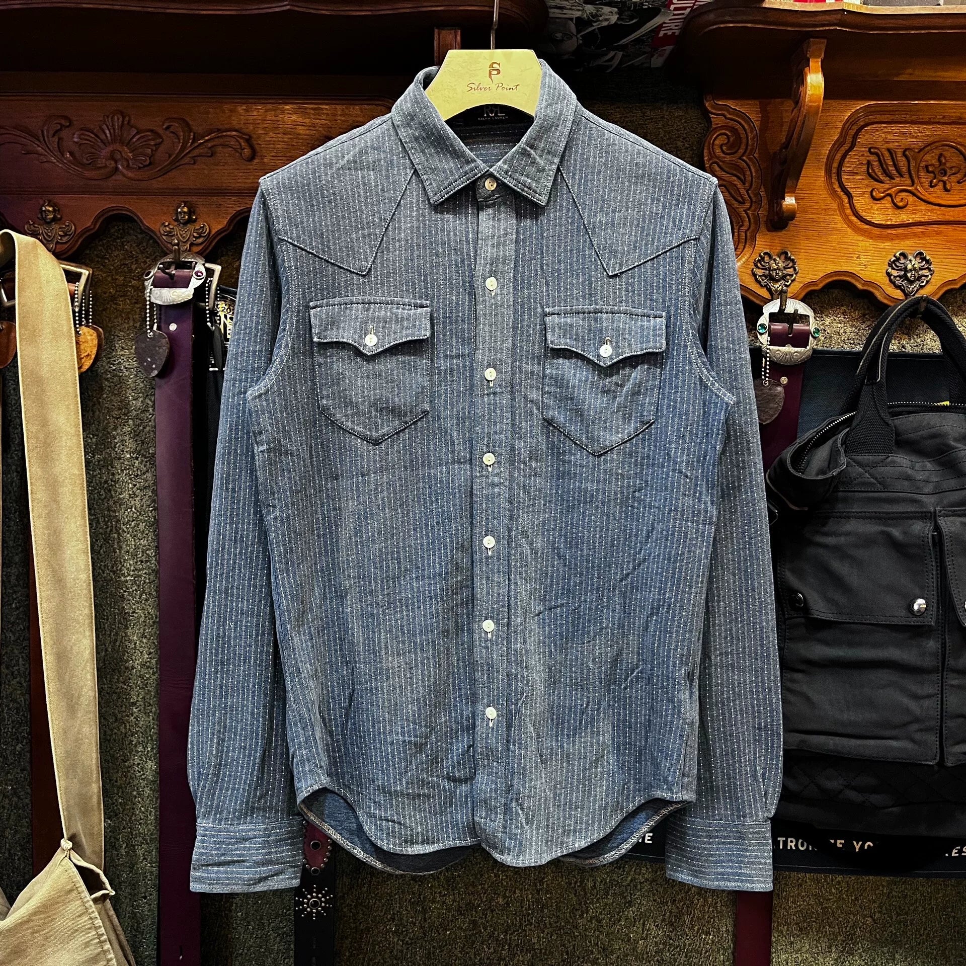 RRL Western Stripe Indigo Dyed Shirt
