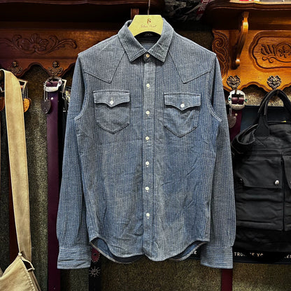 RRL Western Stripe Indigo Dyed Shirt