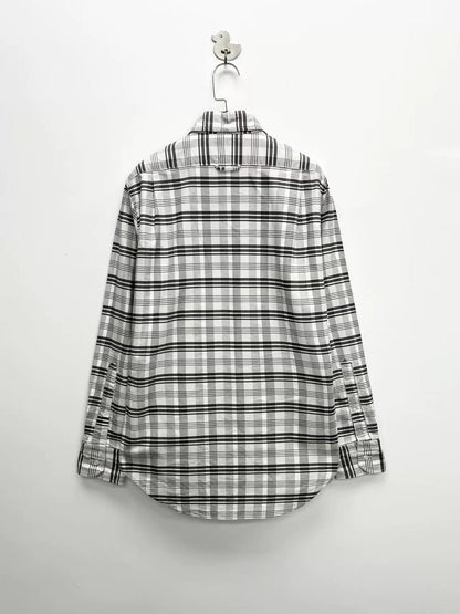 thom browne gray and white check shirt