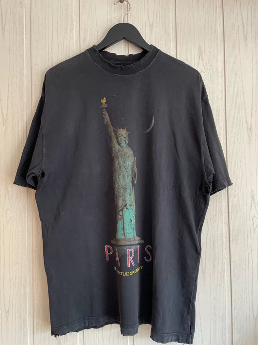Balenciaga 24SS Black Distressed Statue T-shirt