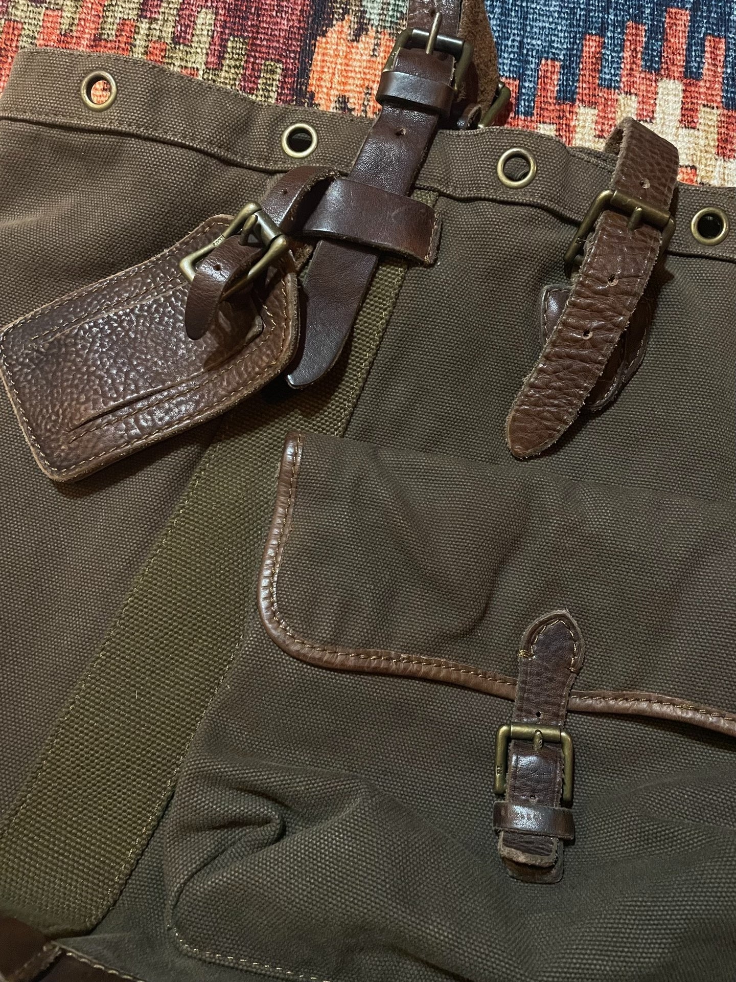 RALPH LAUREN POLO Vintage Canvas Leather Tote