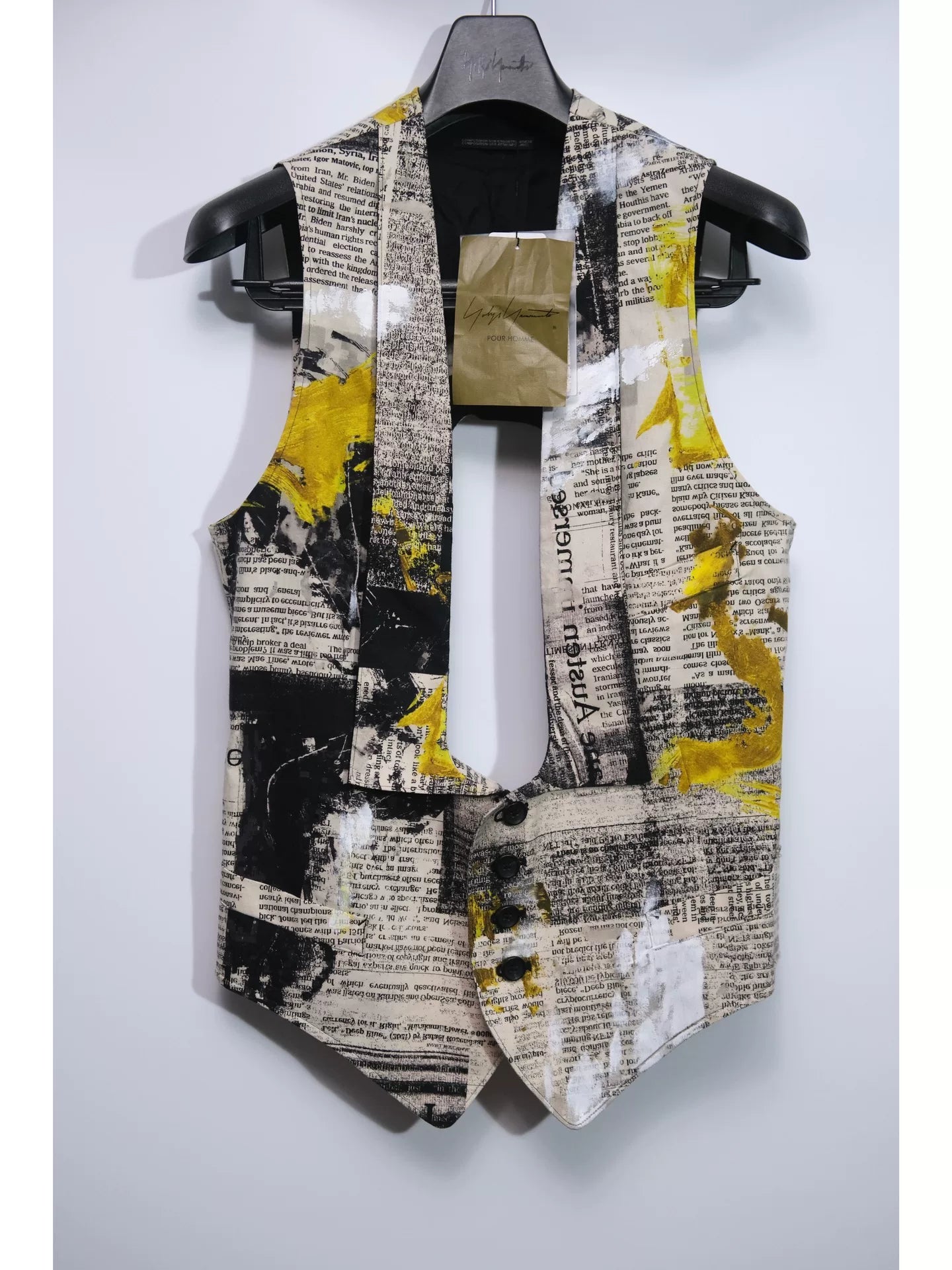 Yohji Yamamoto Yellow Newspaper Vest