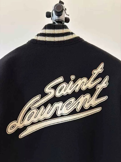 Saint Laurent Black Signature Baseball Jacket