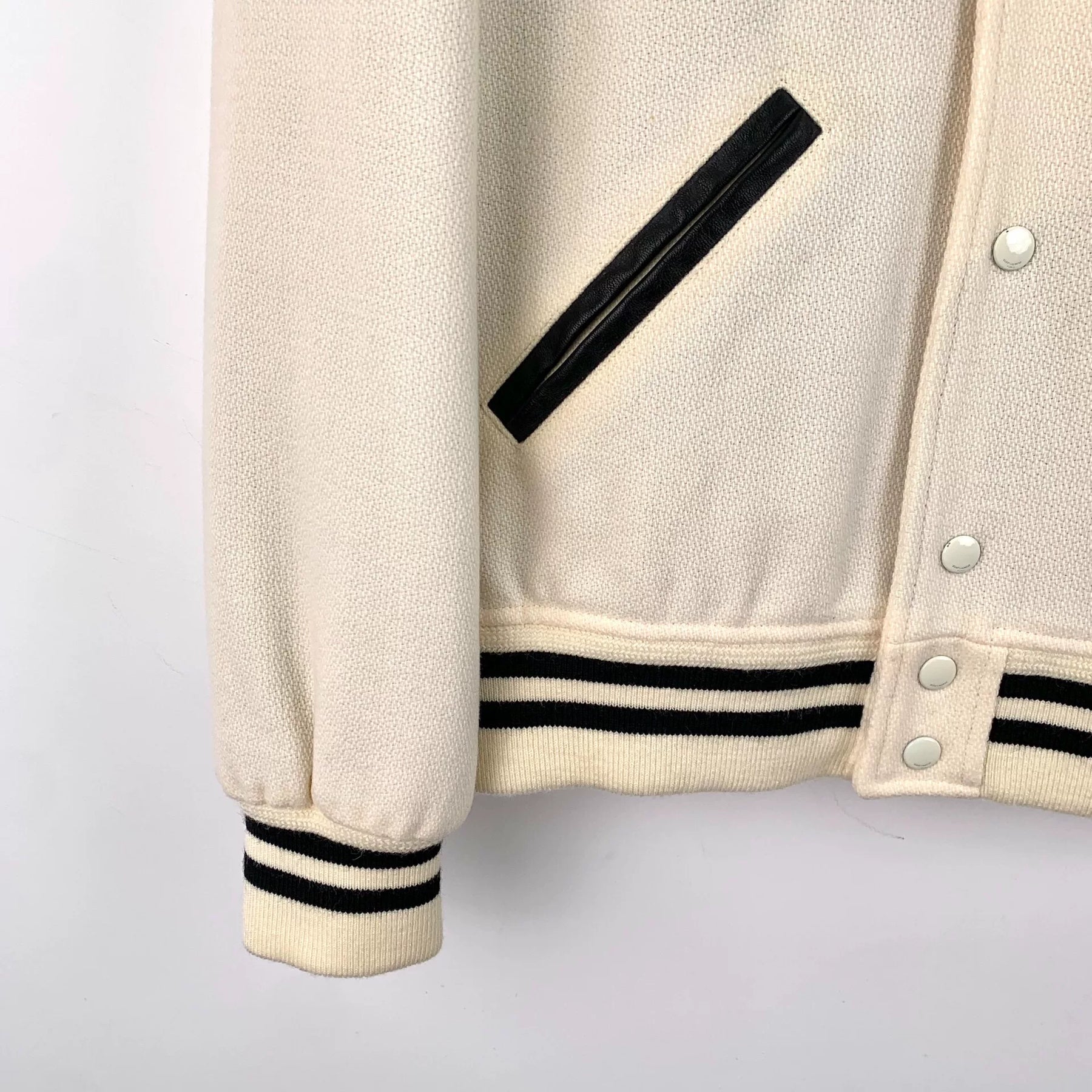 Yves Saint Laurent Cream Baseball Jacket