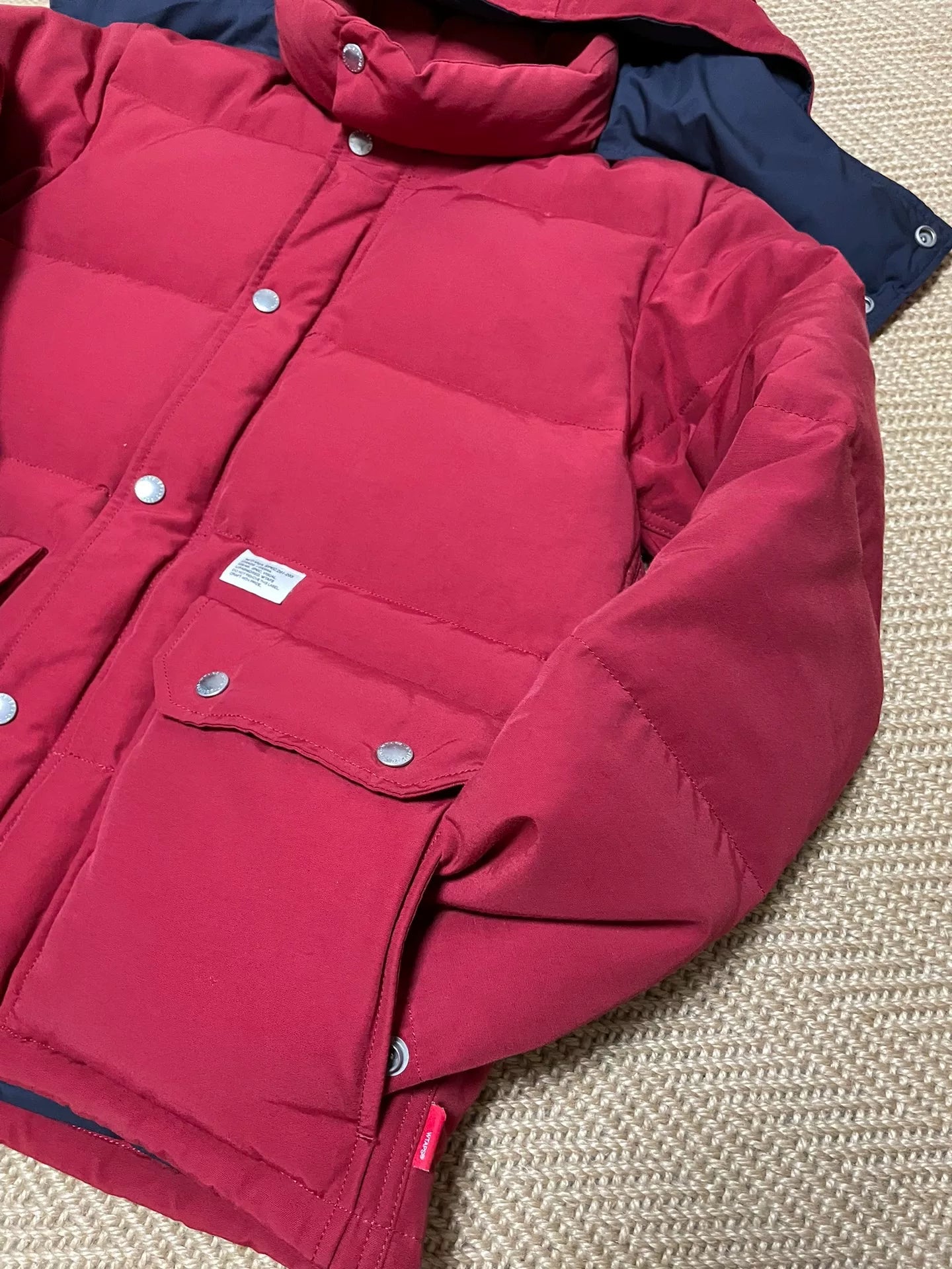 WTAPS Red Down Jacket with Removable Hood