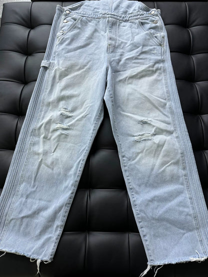 ERL Denim Overalls with Distressed Detail