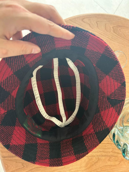 red and black plaid outdoor gentleman hat