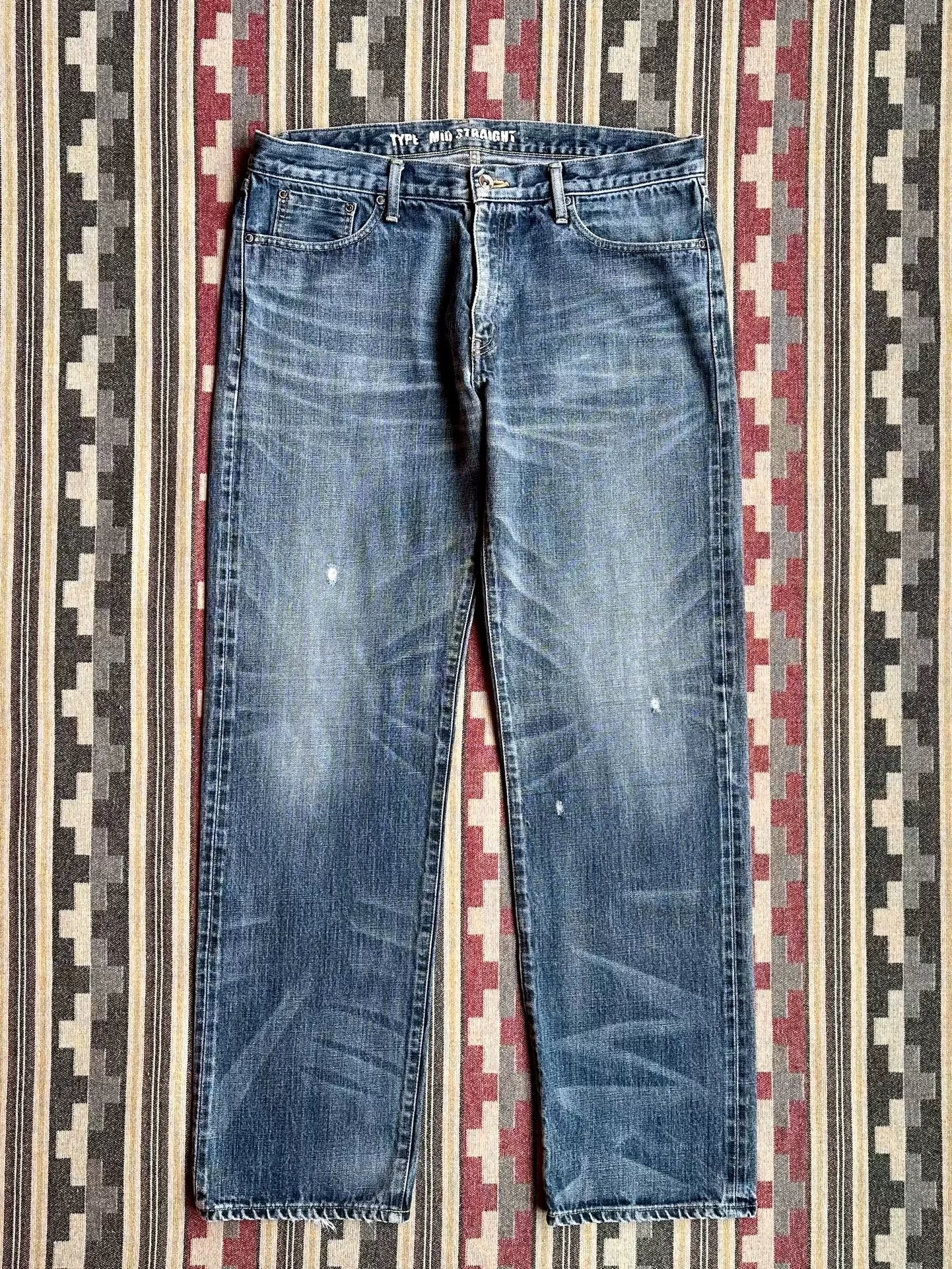 neighborhood washed mid denim pants size XL