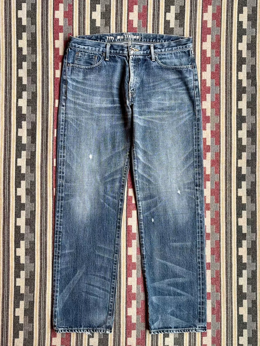 neighborhood washed mid denim pants size XL