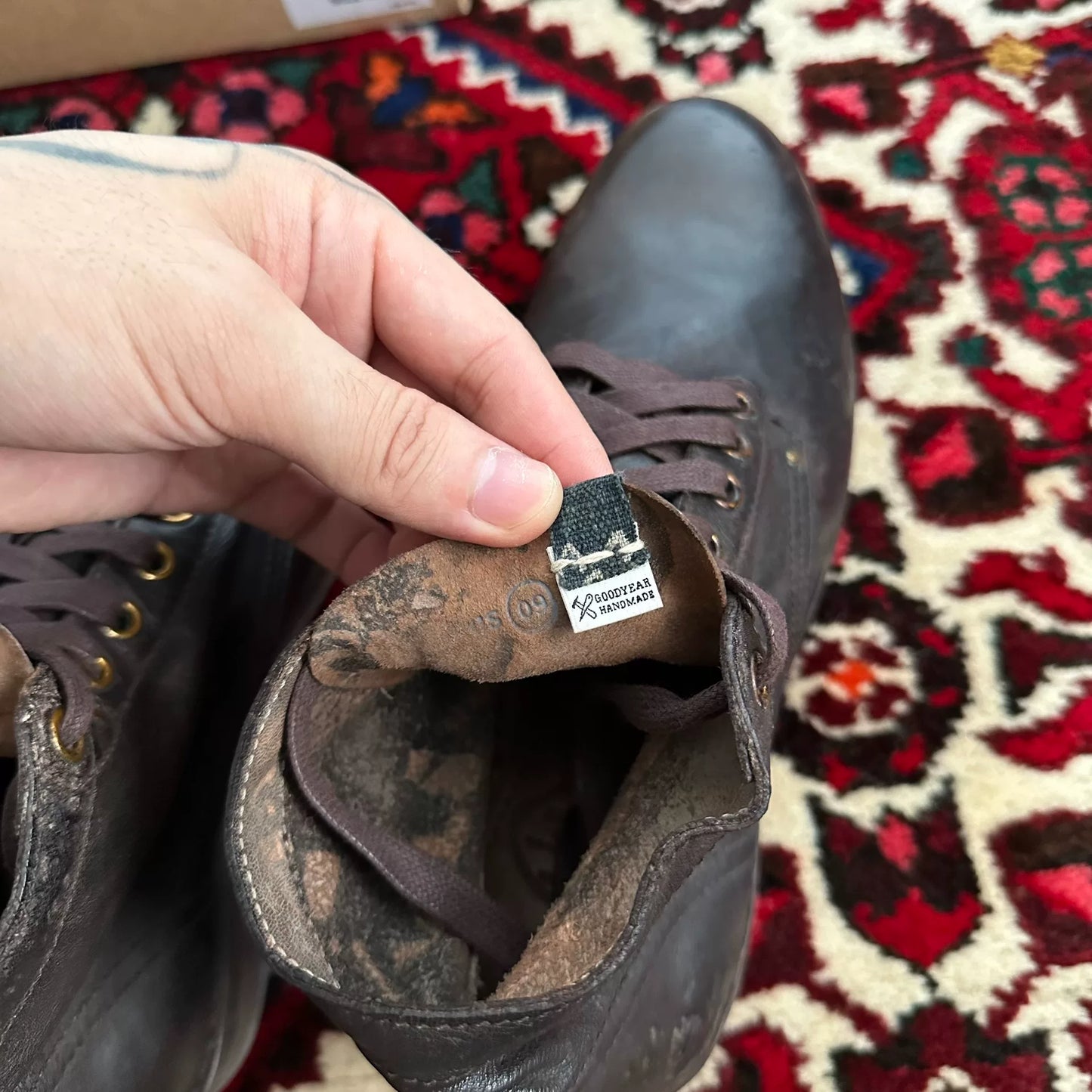 visvim brigadier boots in original mud dye