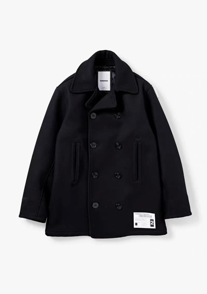 neighborhood wool double-breasted peacoat