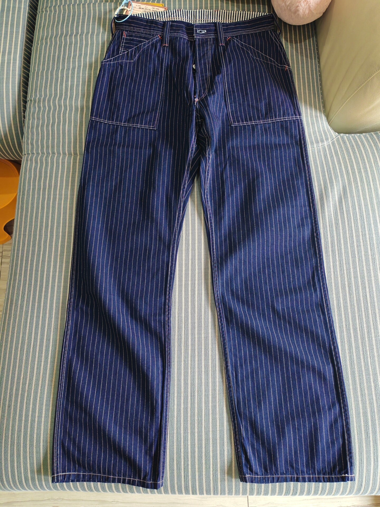 Freewheelers Striped Work Trousers Size 32