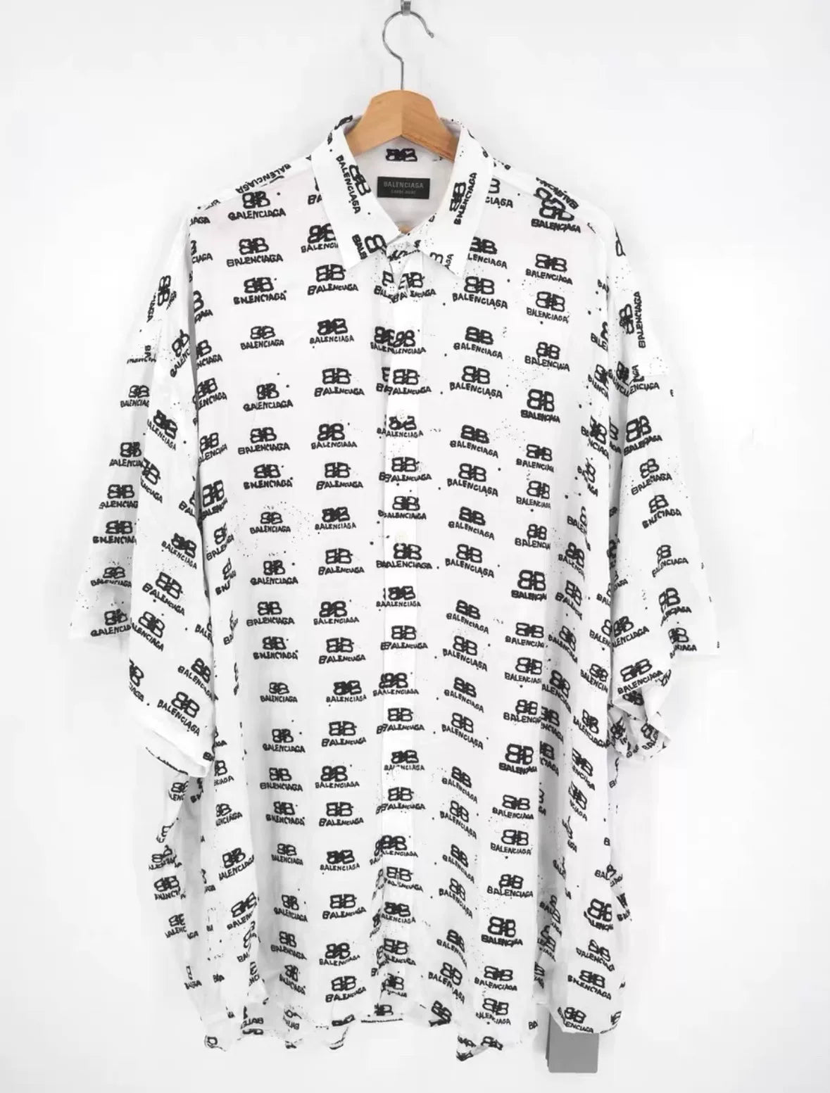 balenciaga oversized all over logo shirt