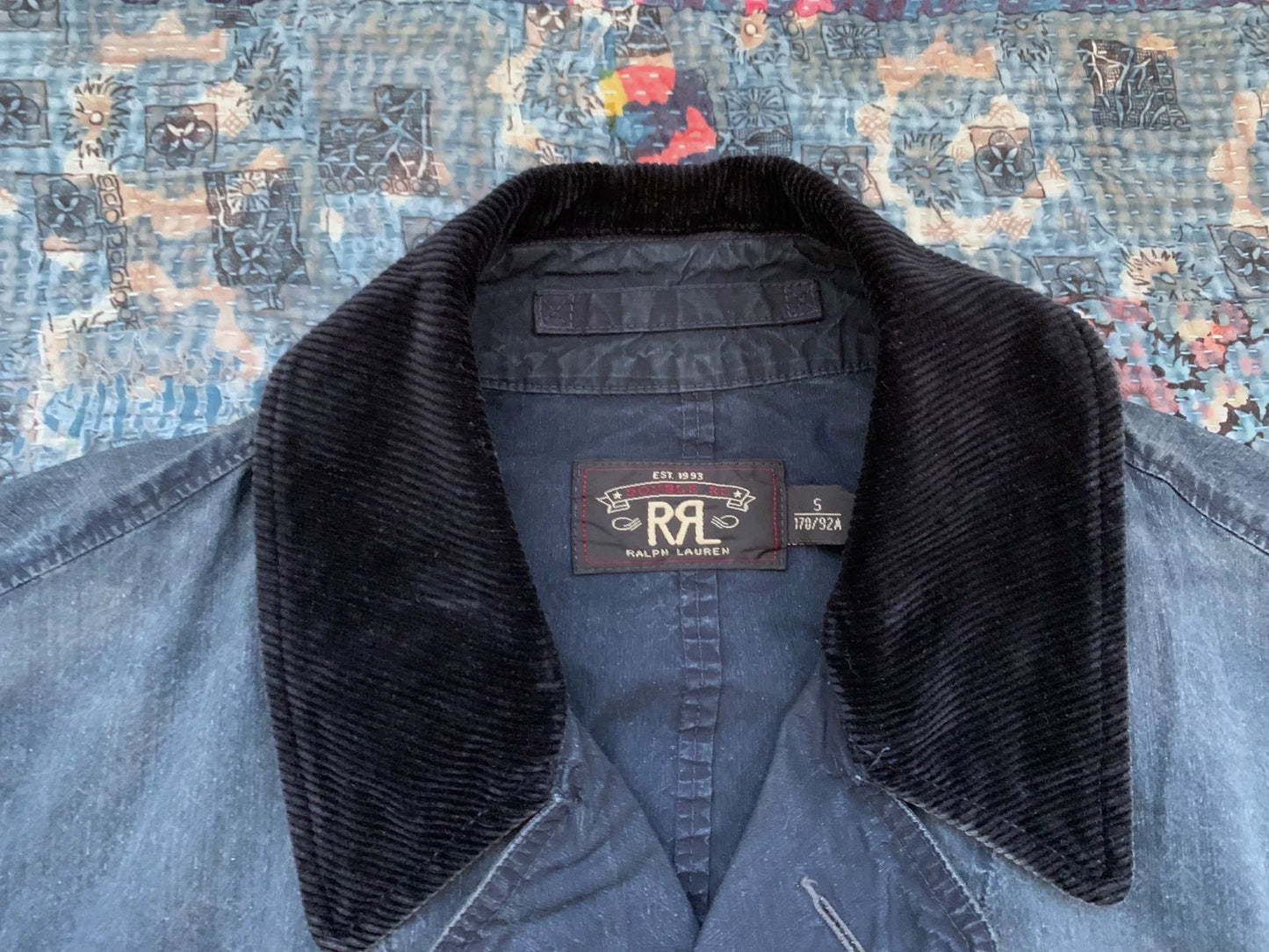 RRL Distressed Corduroy Patchwork Trench