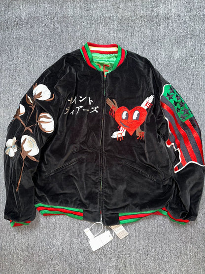 Saint Michael Velvet Souvenir Jacket