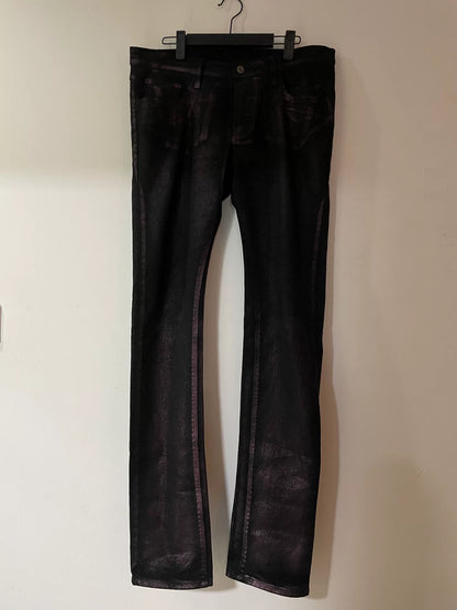 gucci waxed burgundy fitted jeans size 48