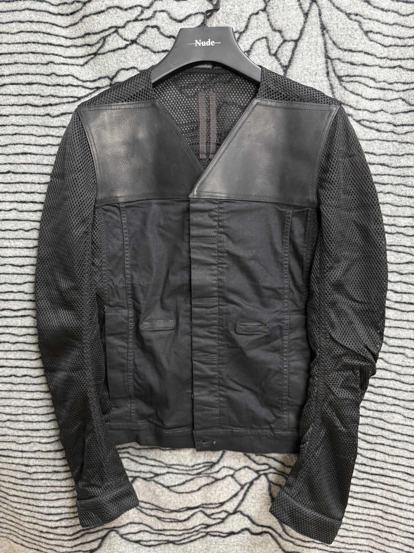 Rick Owens Mesh Leather Panel Jacket M