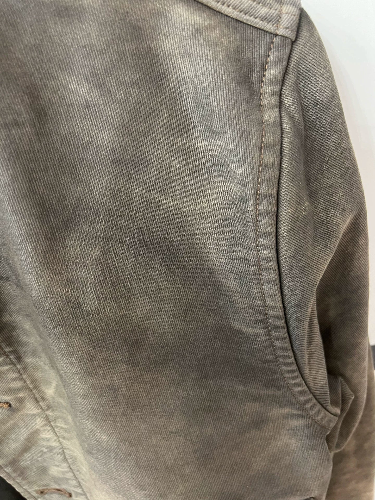 vintage rrl baseball jacket in gray