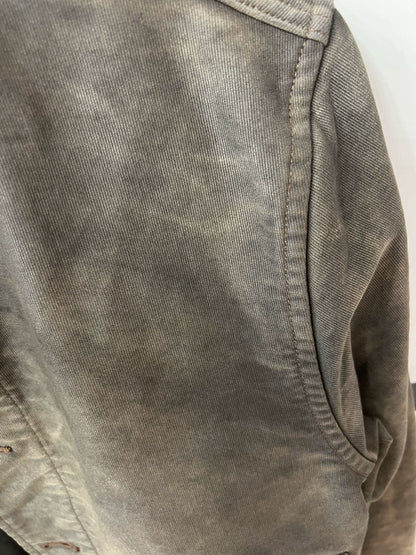 vintage rrl baseball jacket in gray