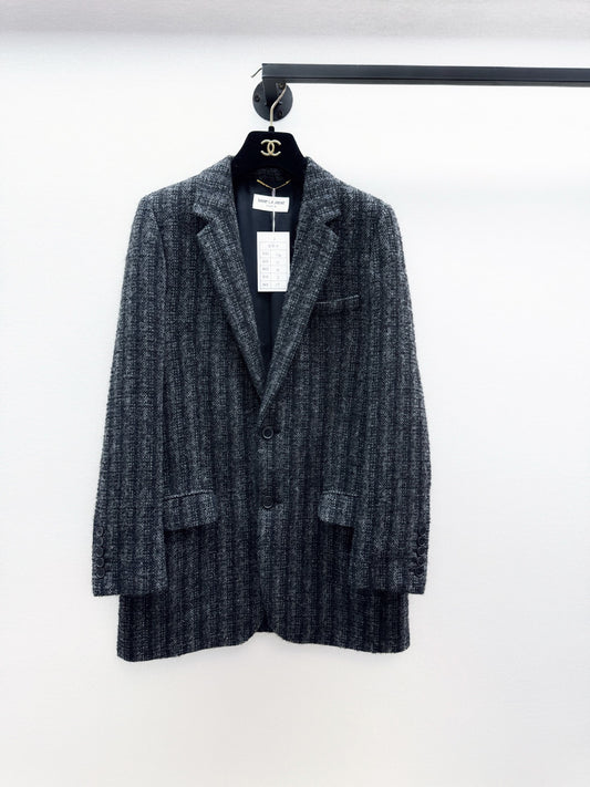 Saint Laurent Gray Plaid Wool Blazer