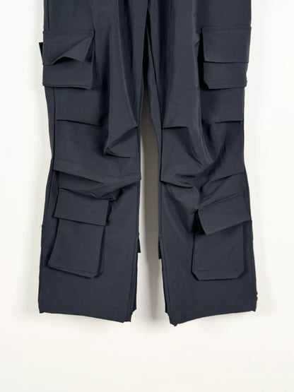 multi-pocket cargo pants in navy blue