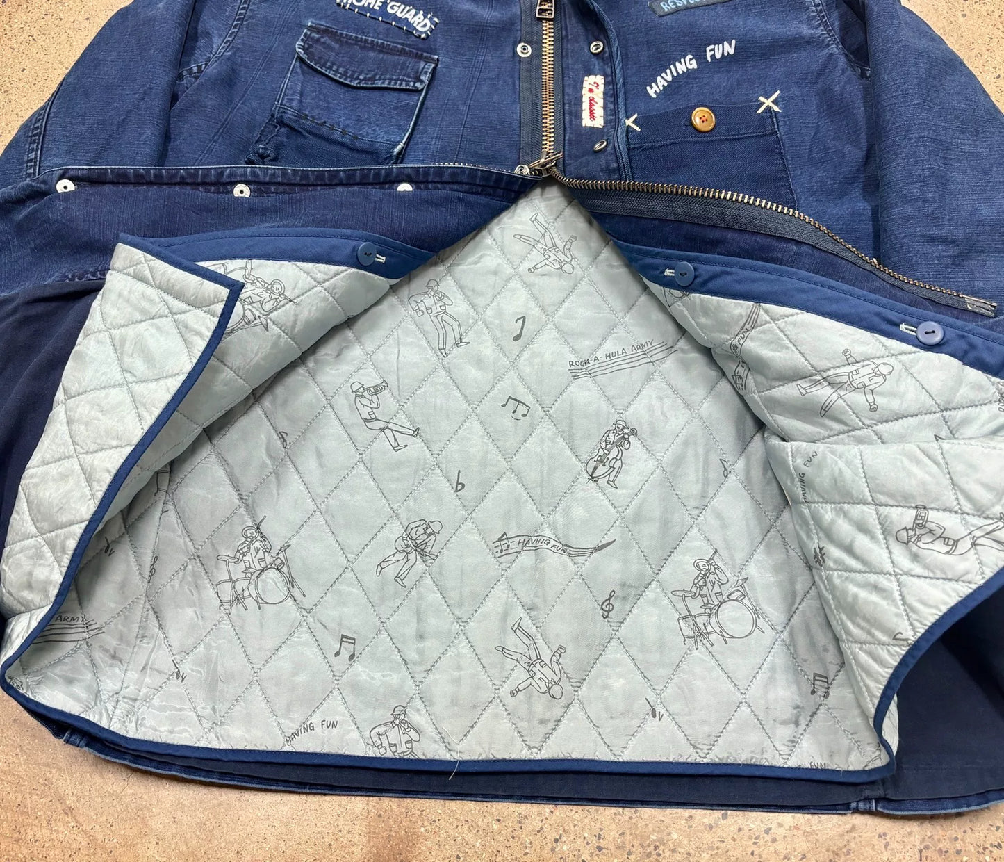 porter classic military coat blue dye patches