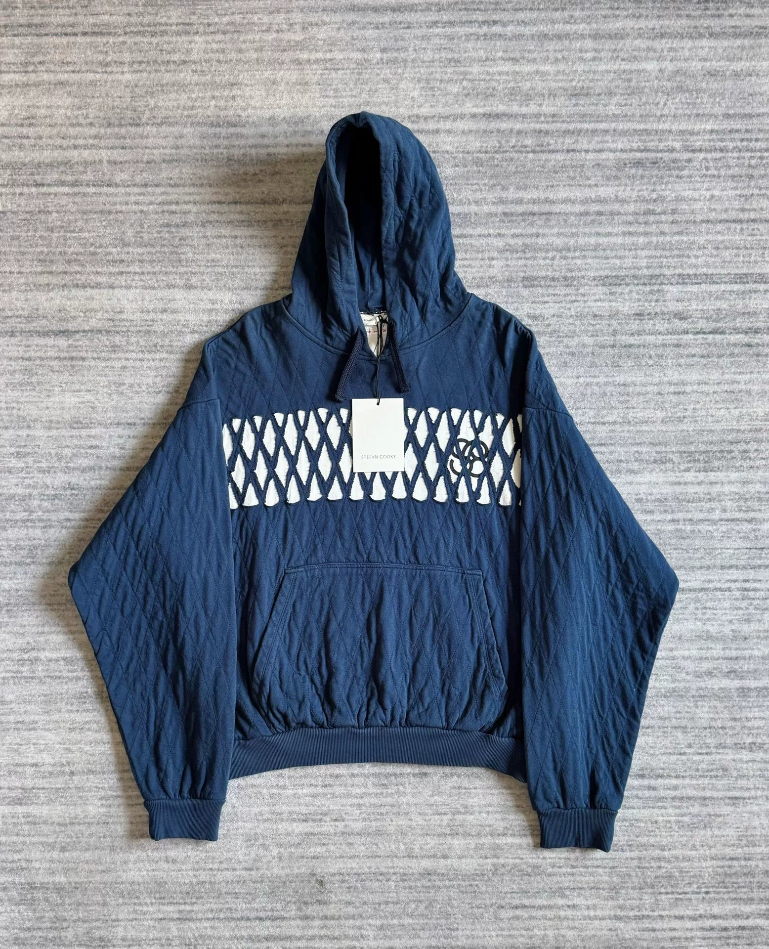 Stefan Cooke Hooded Diamond Pattern Sweatshirt