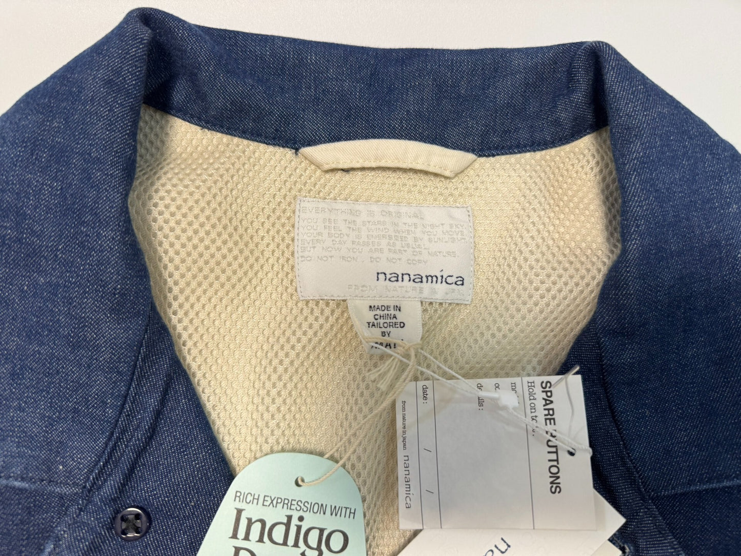 nanamica indigo oversized jacket