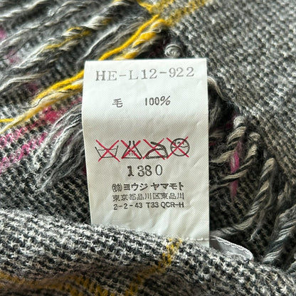 yohji yamamoto vintage plaid fringe scarf