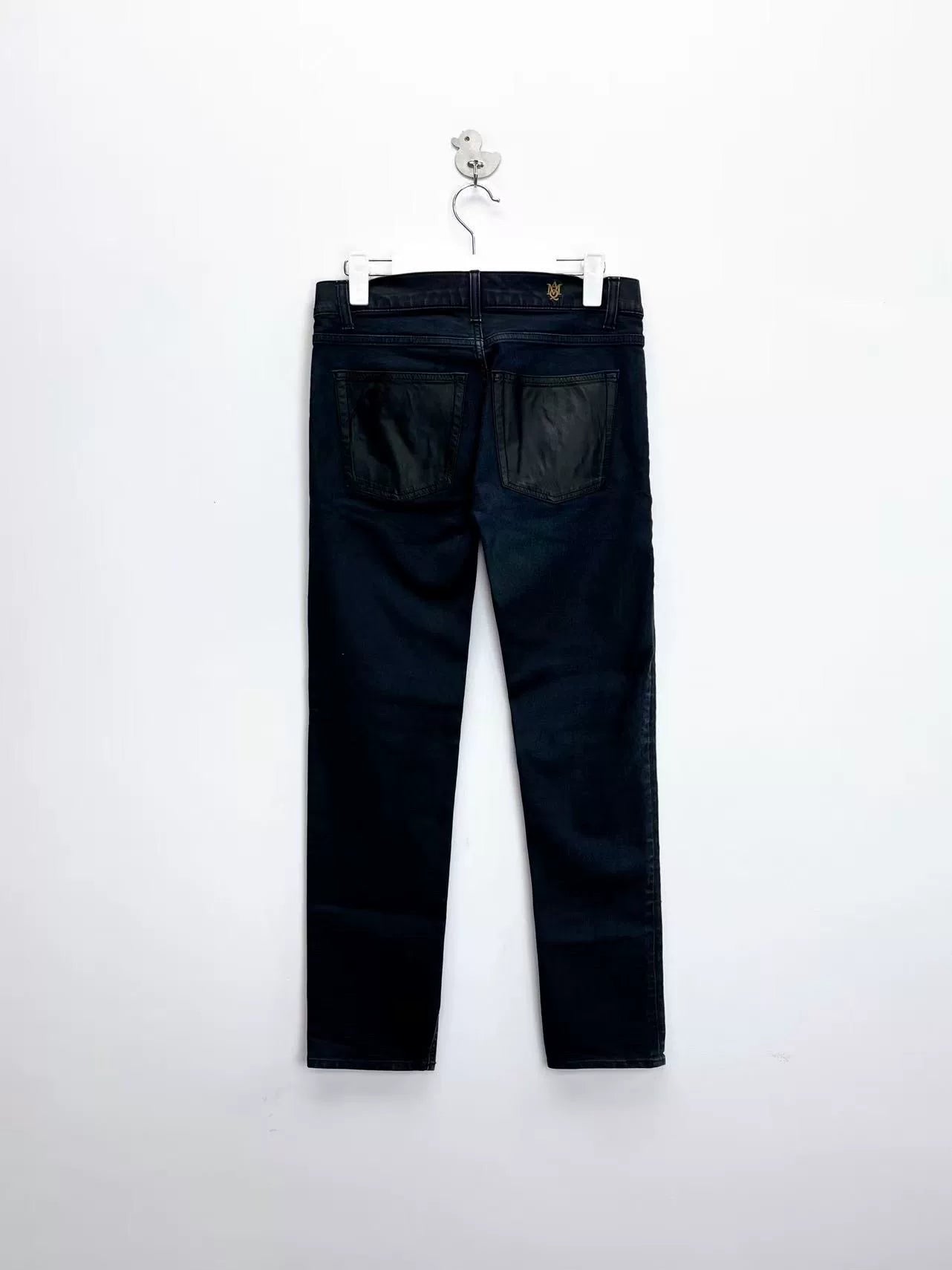 black washed side zipper denim pants