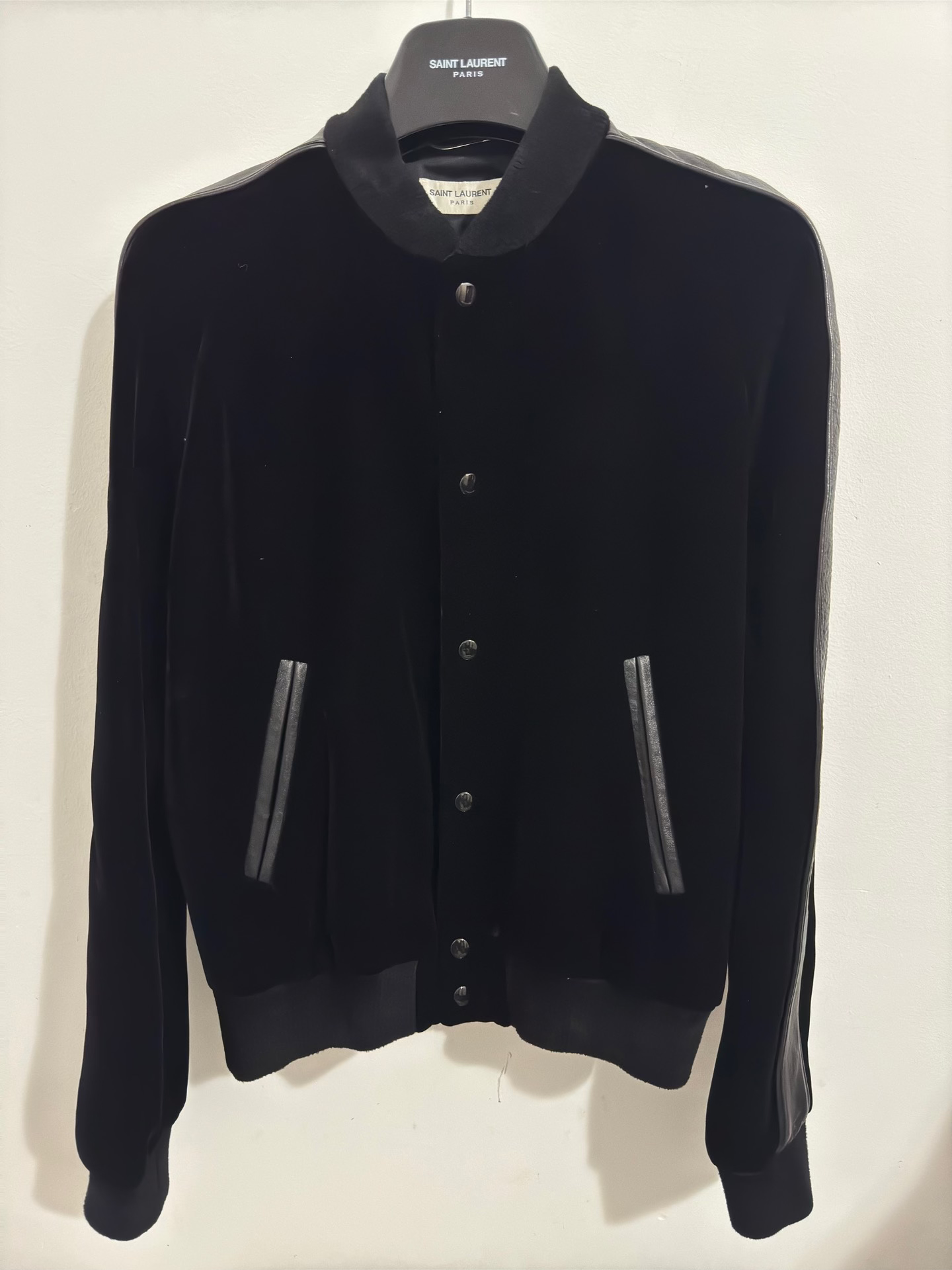 Saint Laurent Skull Heart Velvet Leather Jacket