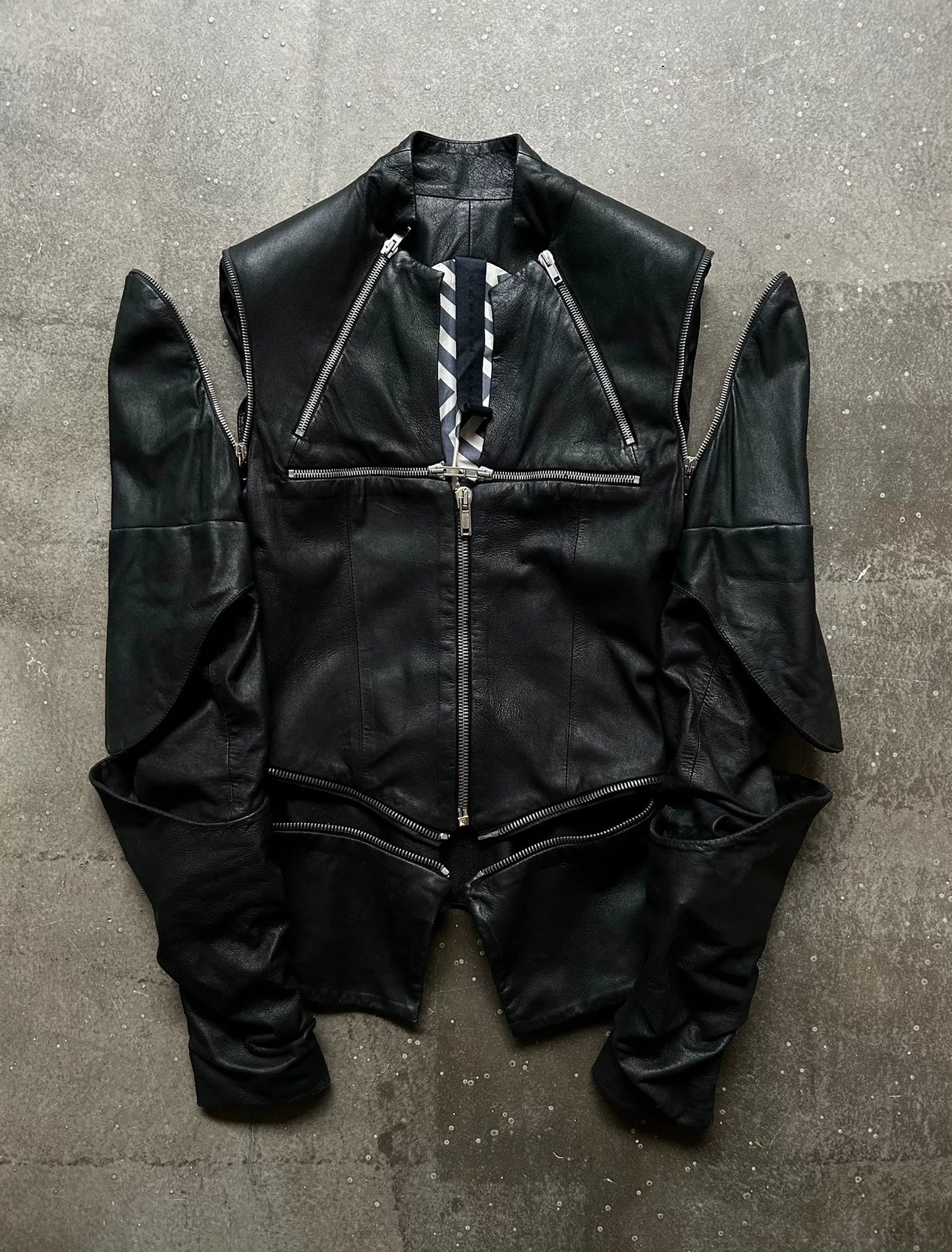 detachable zippered leather jacket by gareth pugh