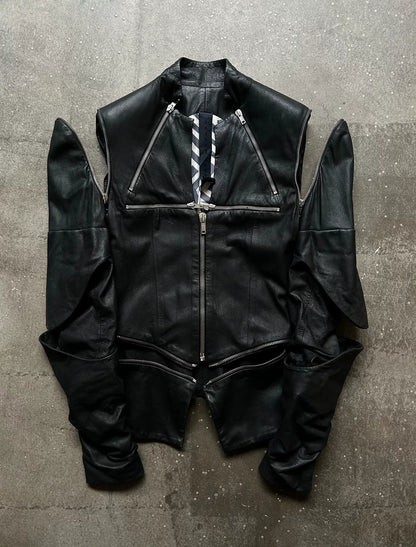 detachable zippered leather jacket by gareth pugh