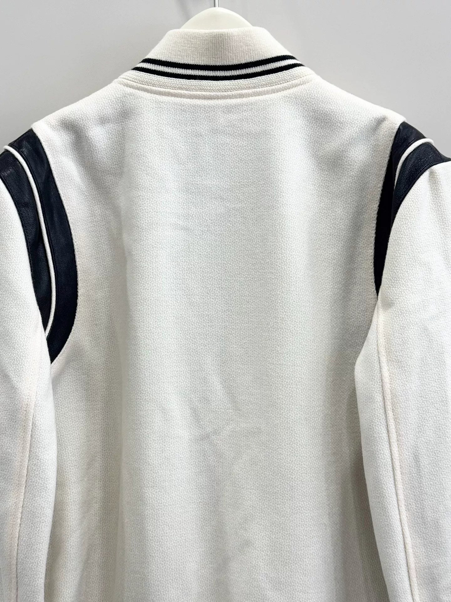 white baseball jacket by saint laurent