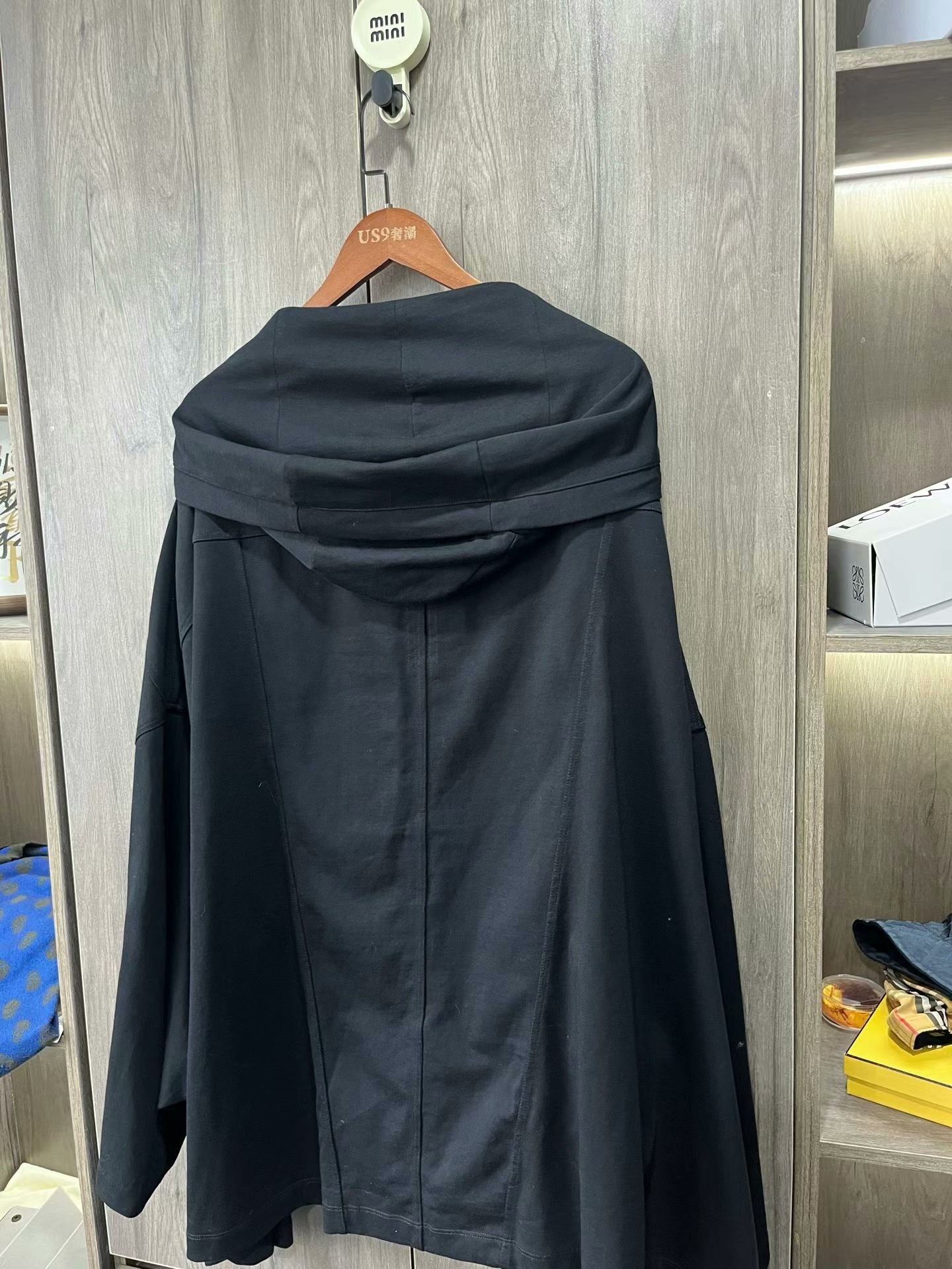 oversized black zip-up hoodie by Rick Owens