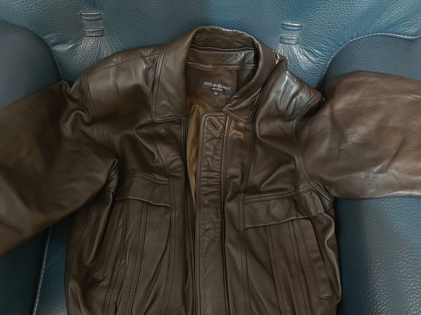 YSL Vintage Brown Men's Leather Jacket