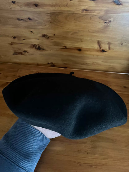 black wool beret hat