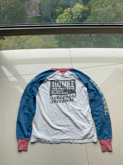 multi-colored long sleeve graphic sweatshirt