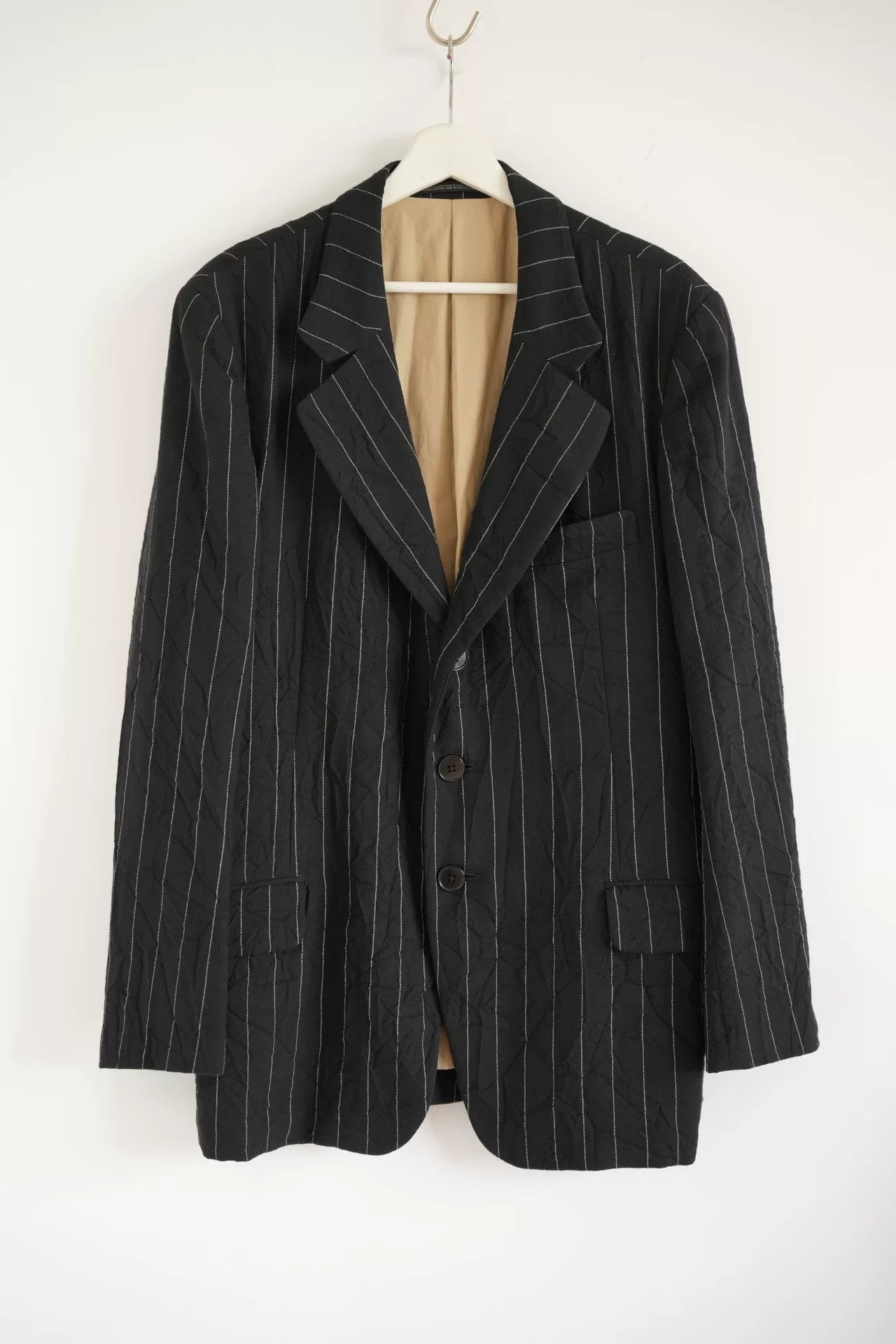 yohji yamamoto striped wool suit jacket