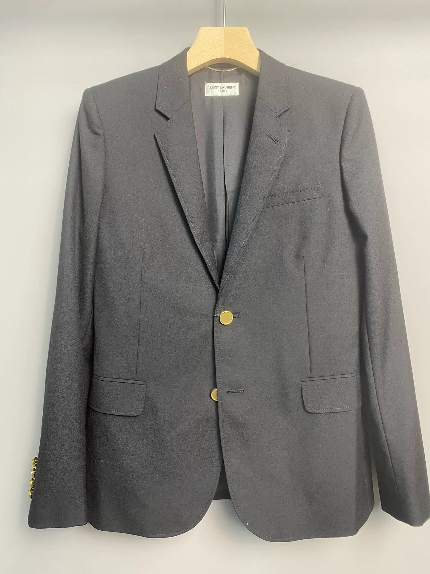 SAINT LAURENT Men's Gold Button Blazer
